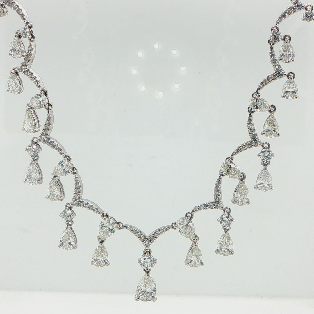 18K White Gold Pear Diamond Necklace