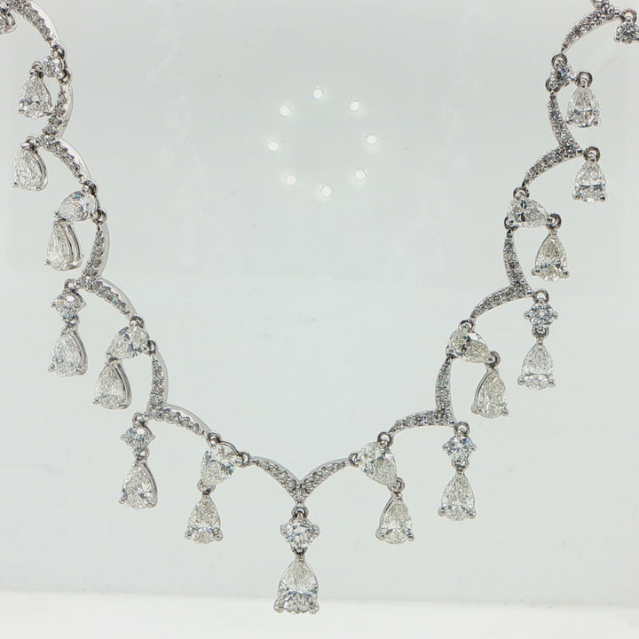 18K White Gold Pear Diamond Necklace