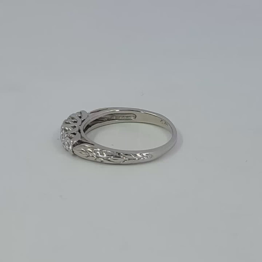 Engraved Vintage Diamond Wedding Band