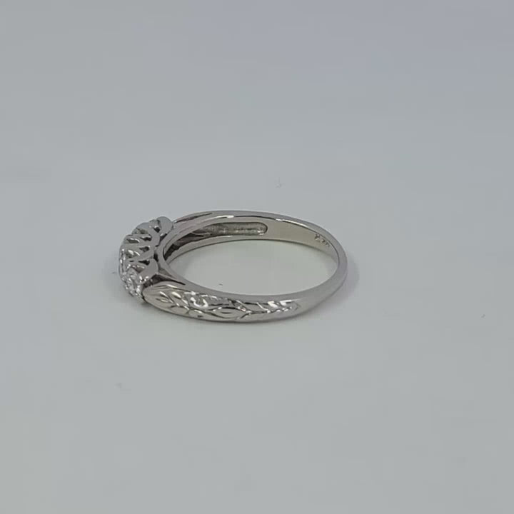 Engraved Vintage Diamond Wedding Band