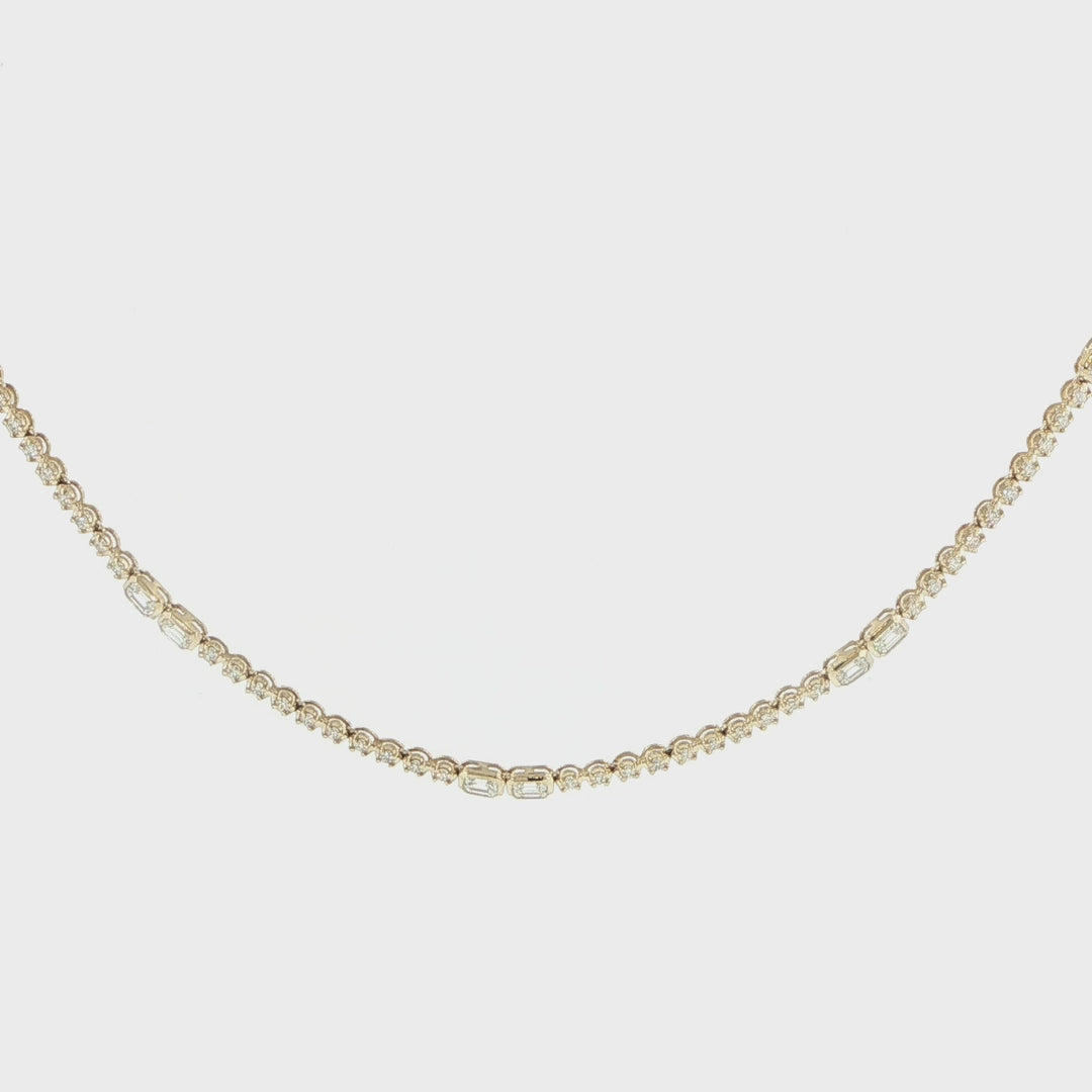 14K Yellow Gold Diamond Tennis Necklace