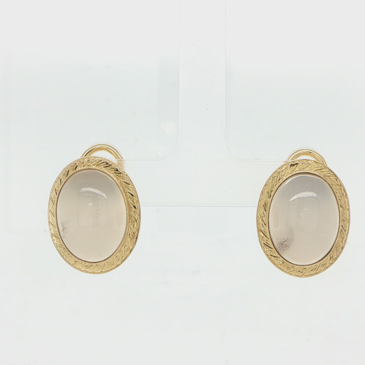 18K Yellow Gold Agate Earrings