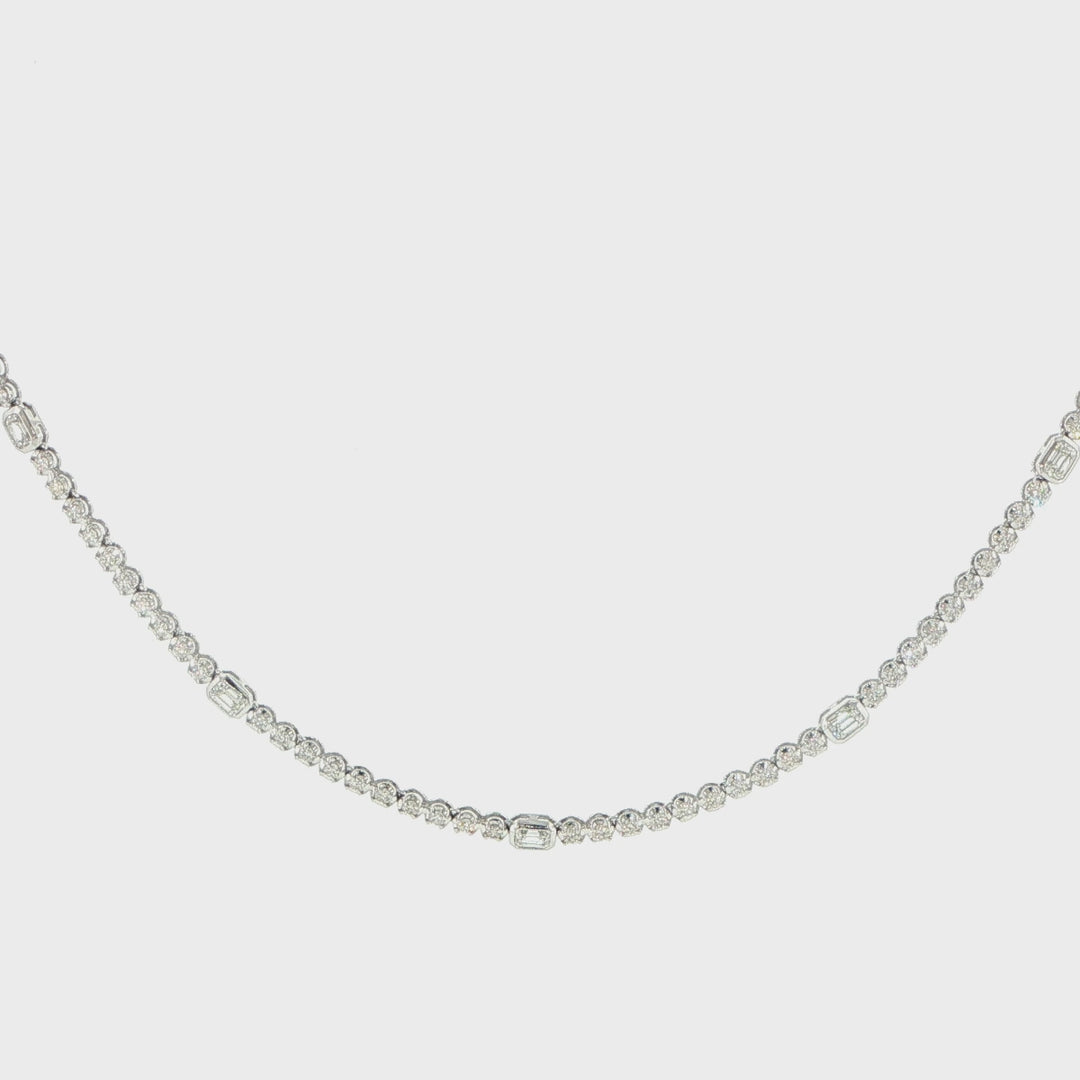 14K White Gold Diamond Tennis Necklace
