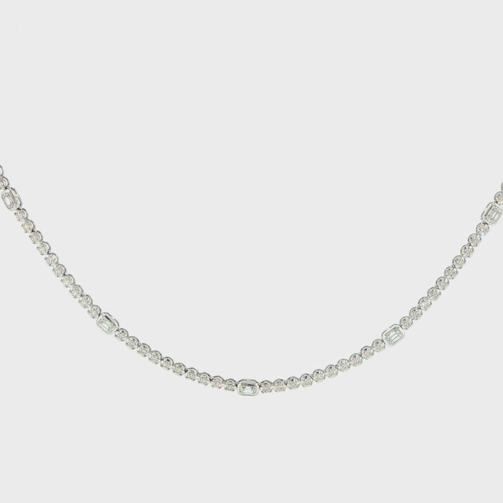 14K White Gold Diamond Tennis Necklace