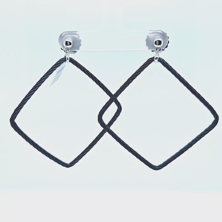 Blueberry Cable Open Square Drop Earrings