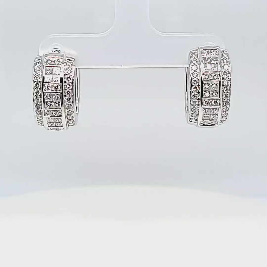 Wide Diamond Hoop Earrings