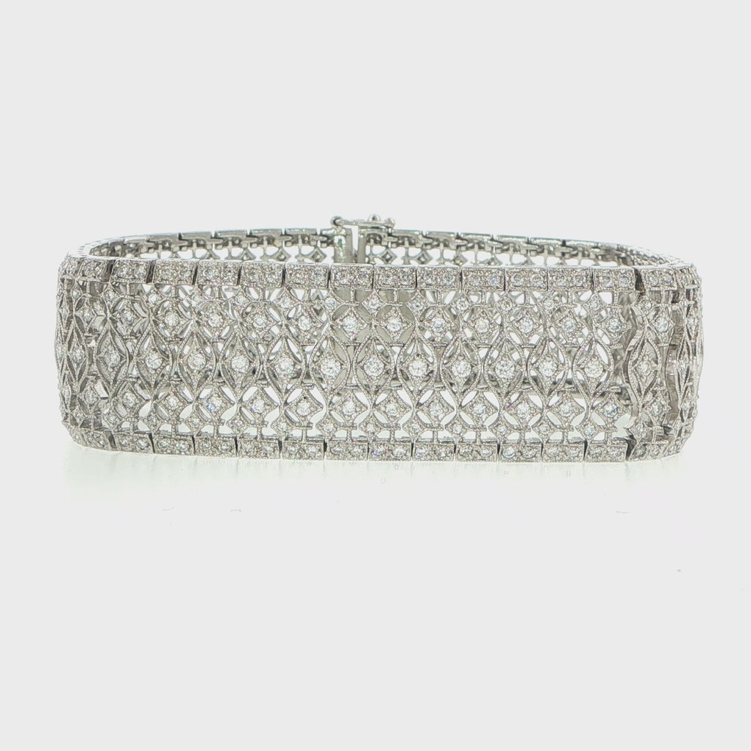 Wide Openwork Diamond Bracelet