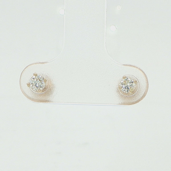 14K Yellow Gold Round Diamond Stud Earring