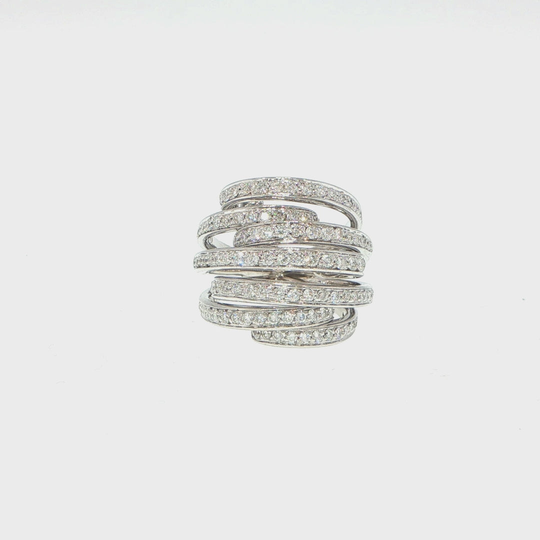 Io Si 18K White Gold 7 Row Diamond Ring