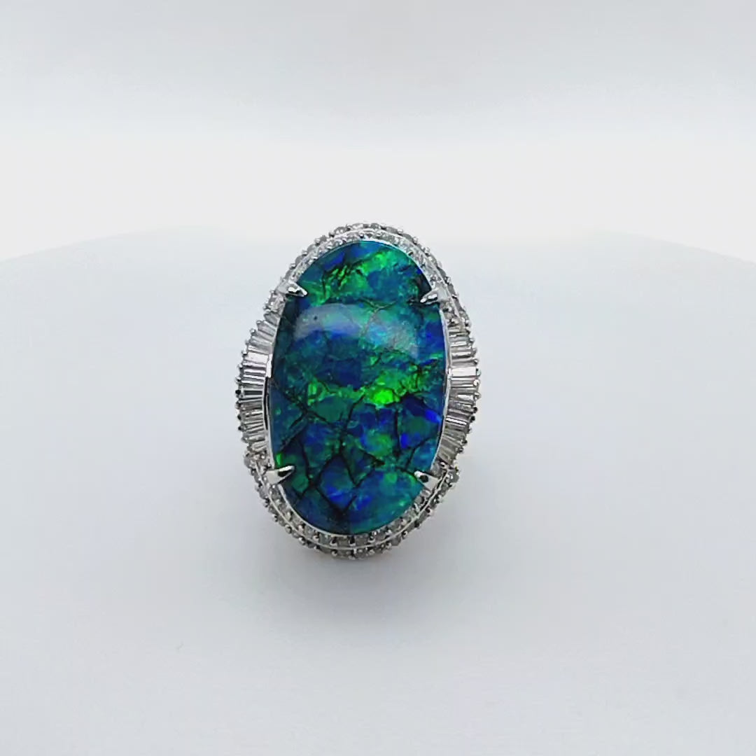 Boulder Opal and Diamond Cocktail Ring
