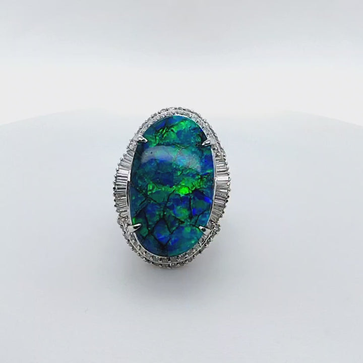 Boulder Opal and Diamond Cocktail Ring