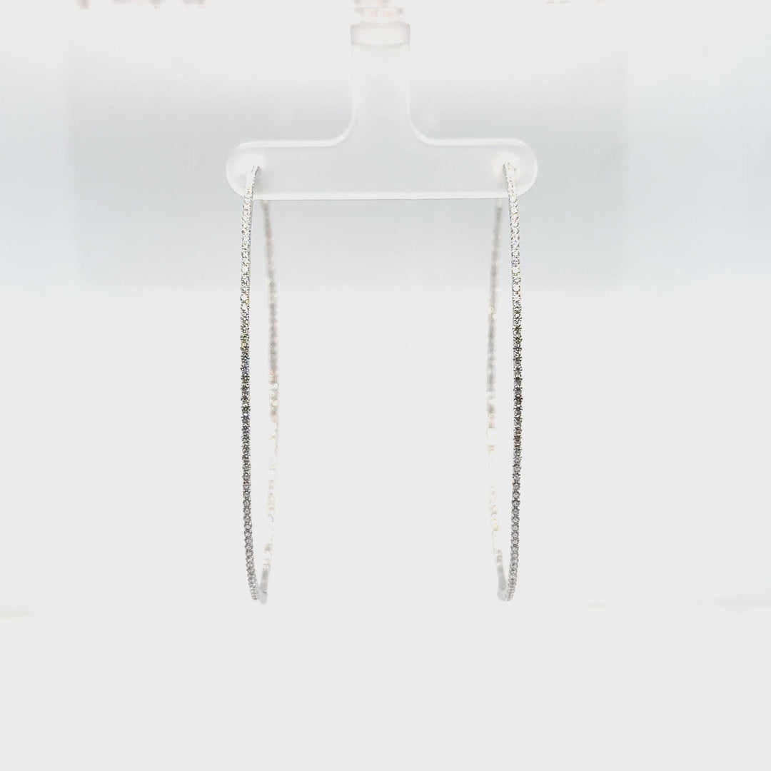 Large Thin In and Out Diamond Hoop Earrings