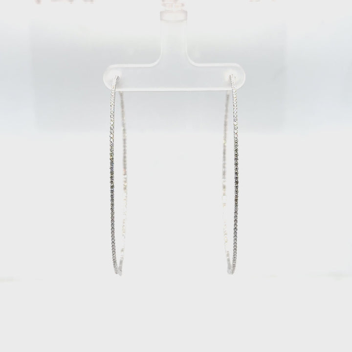 Large Thin In and Out Diamond Hoop Earrings