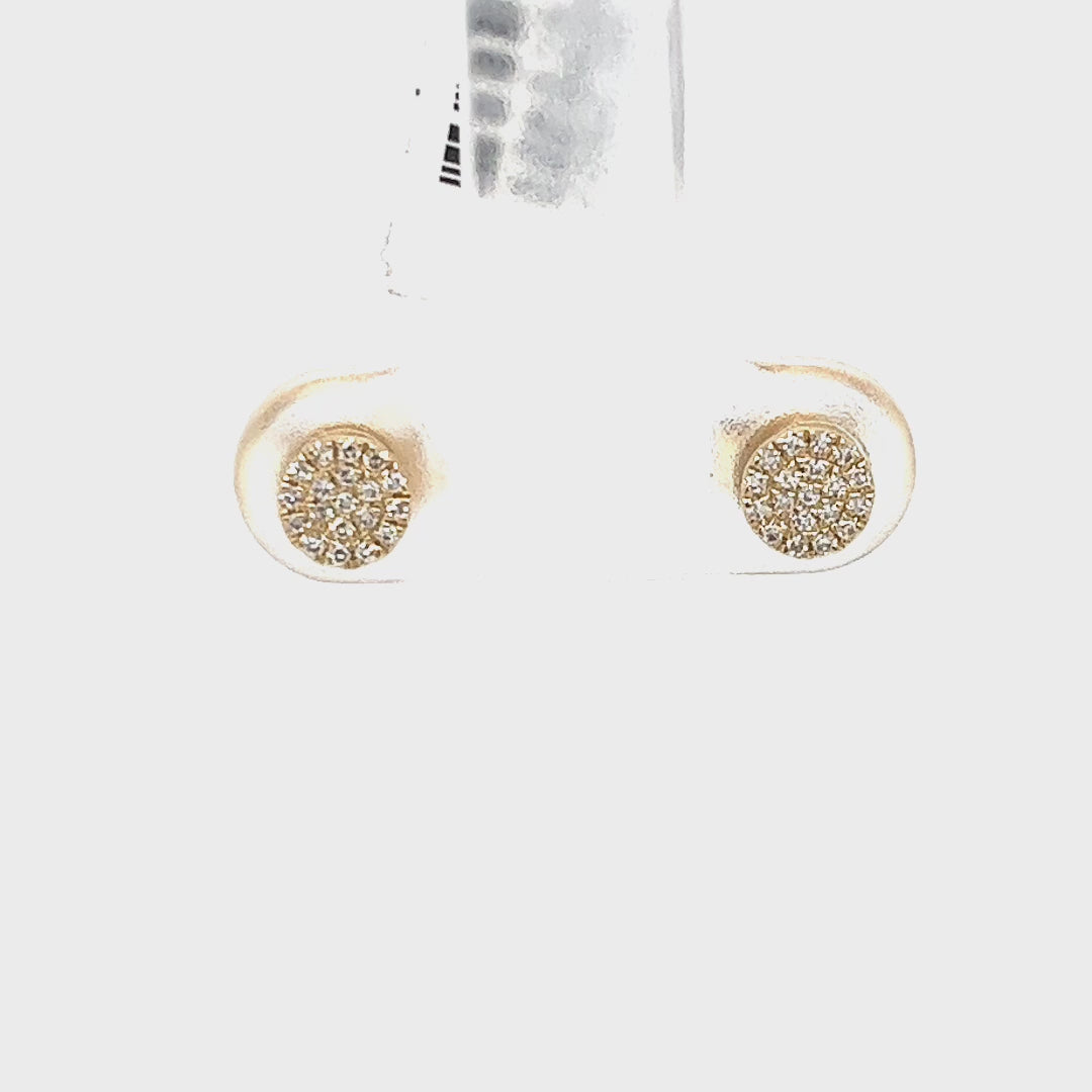 Pave Diamond Disc Stud Earrings