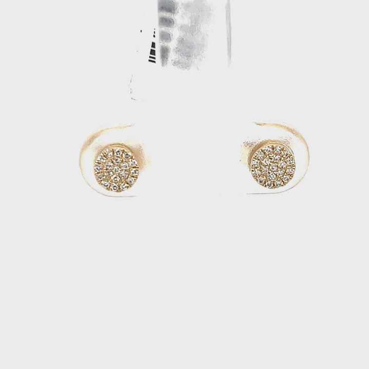 Pave Diamond Disc Stud Earrings