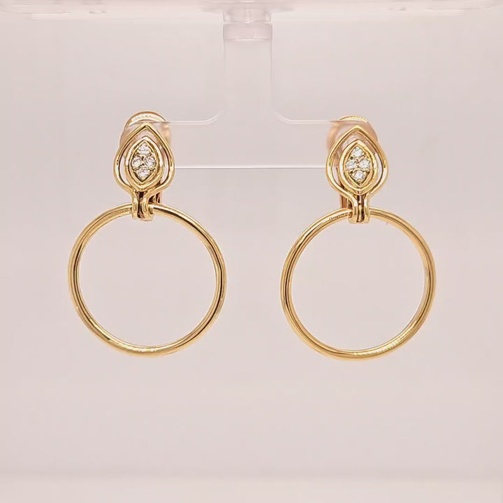 Diamond Circle Drop Earrings