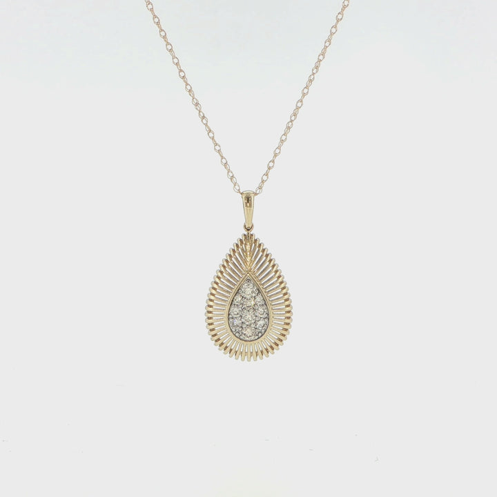 14K Yellow Gold Diamond Teardrop Necklace