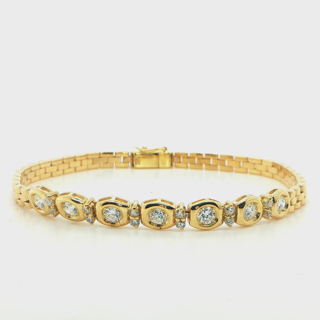 18K Yellow Gold Panther Link Diamond Bracelet