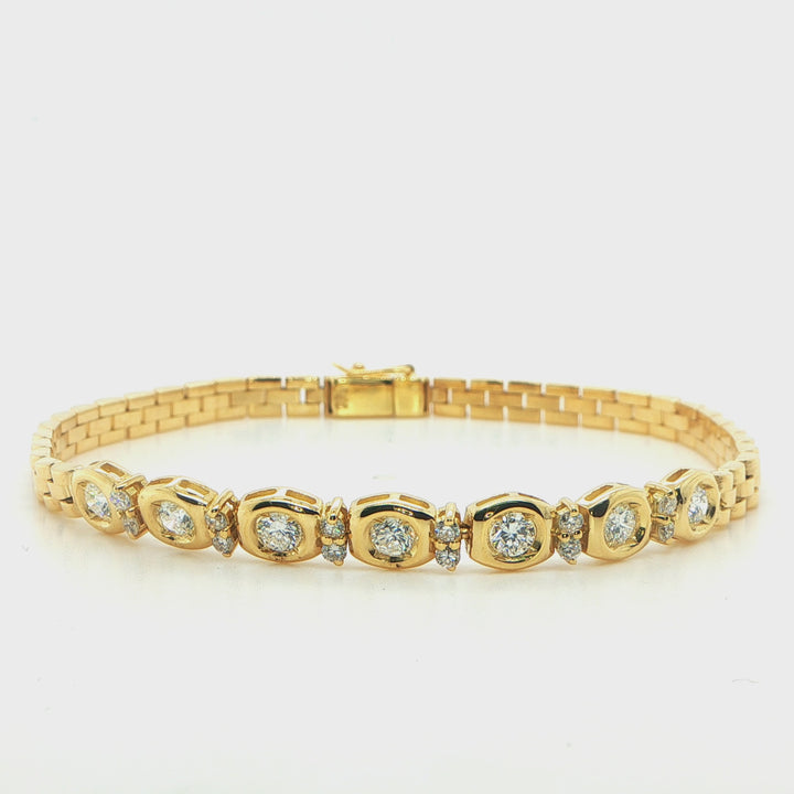 18K Yellow Gold Panther Link Diamond Bracelet