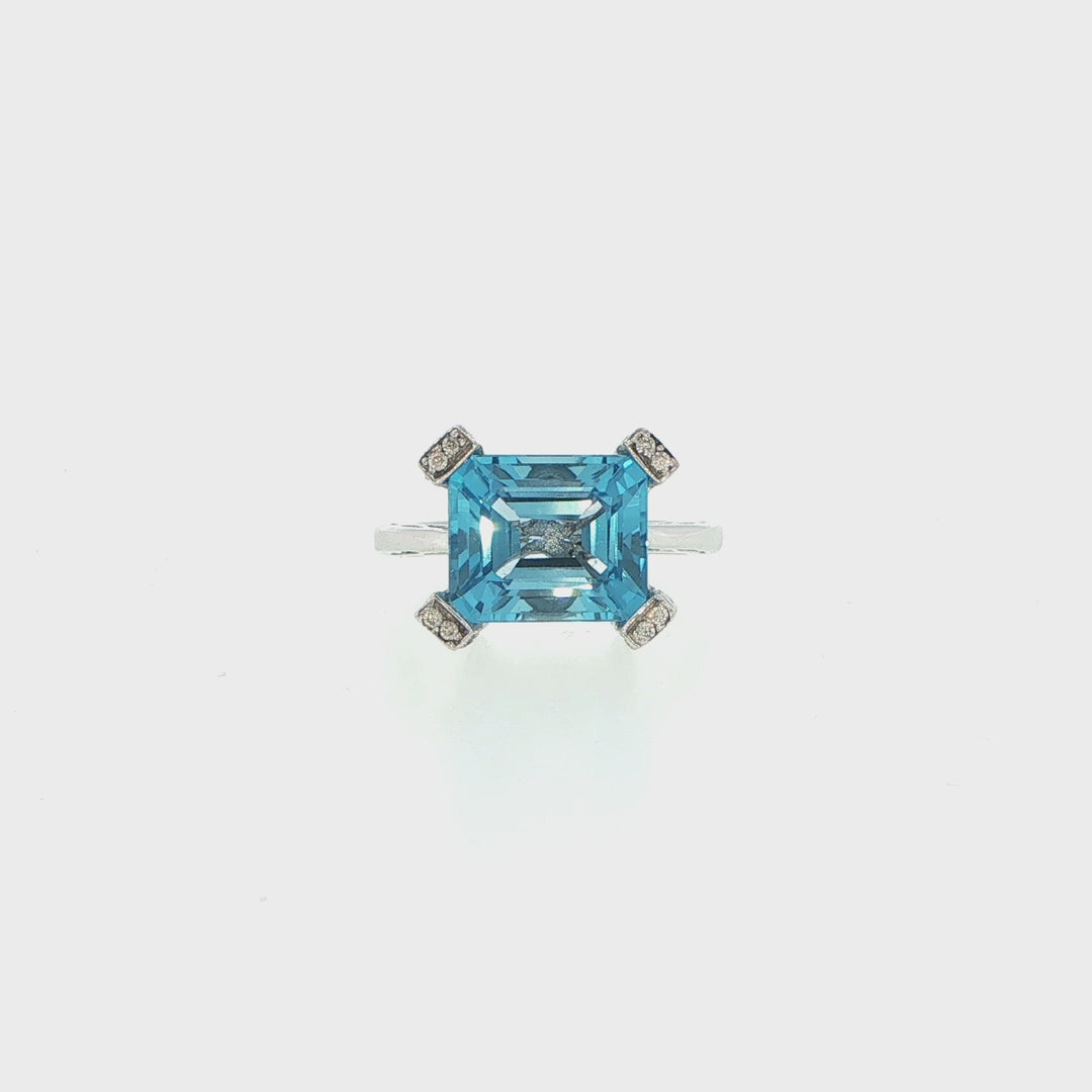 Blue Topaz and Diamond Ring