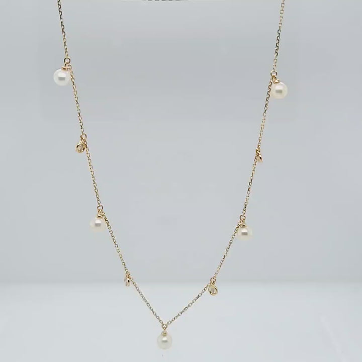 Diamond and Pearl Dangle Necklace