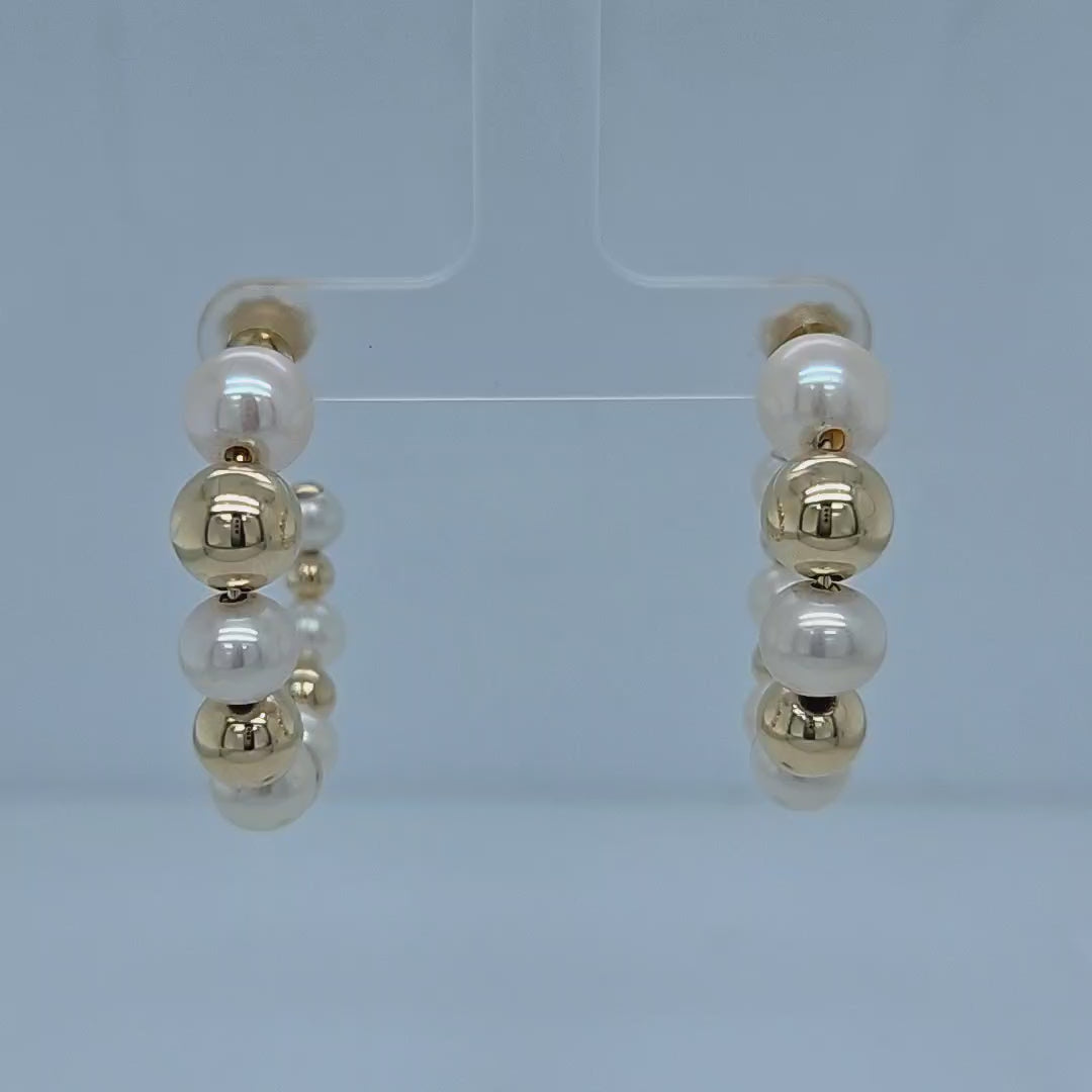 Large Pearl Hoop Earrings