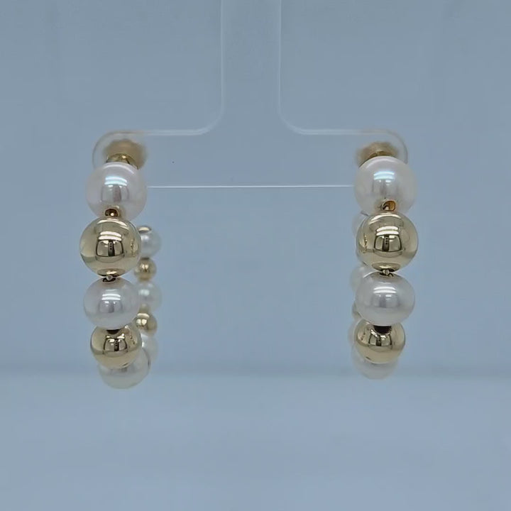 Large Pearl Hoop Earrings