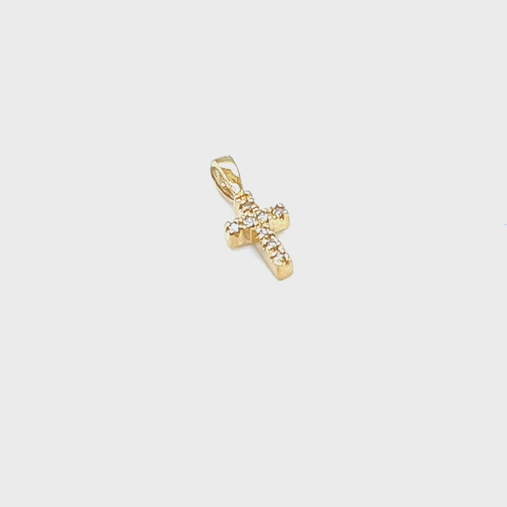 14K Yellow Gold Extra Small Diamond Cross