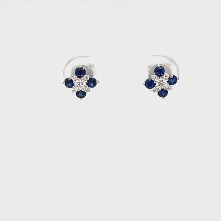 Sapphire Flower Earrings