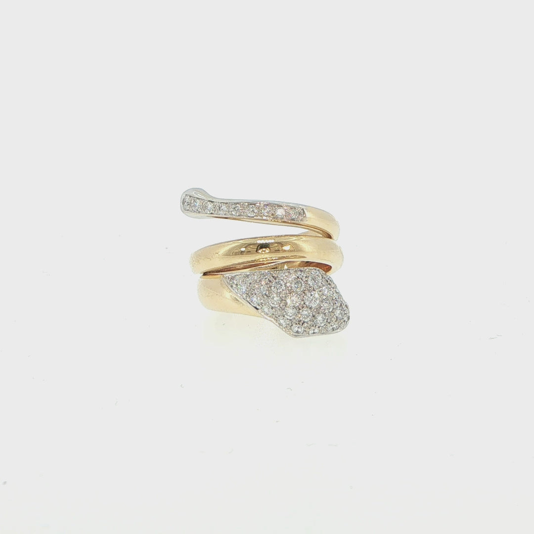 Leo Pizzo 18K Yellow Gold Diamond Snake Ring