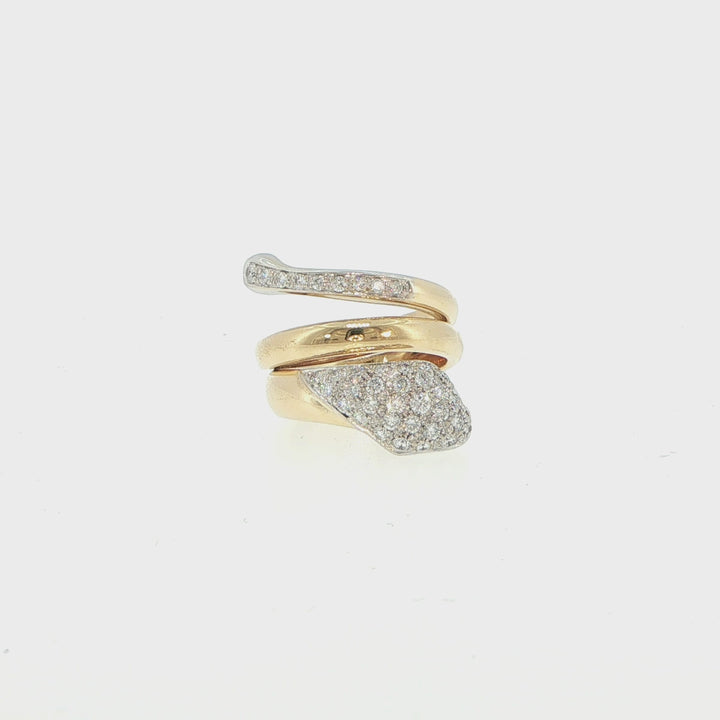 Leo Pizzo 18K Yellow Gold Diamond Snake Ring
