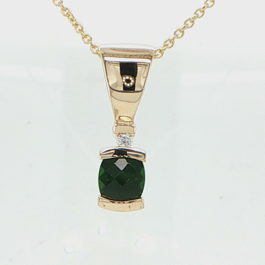 14K Yellow Gold Tourmaline & Diamond Pendant