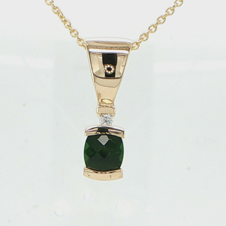 14K Yellow Gold Tourmaline & Diamond Pendant