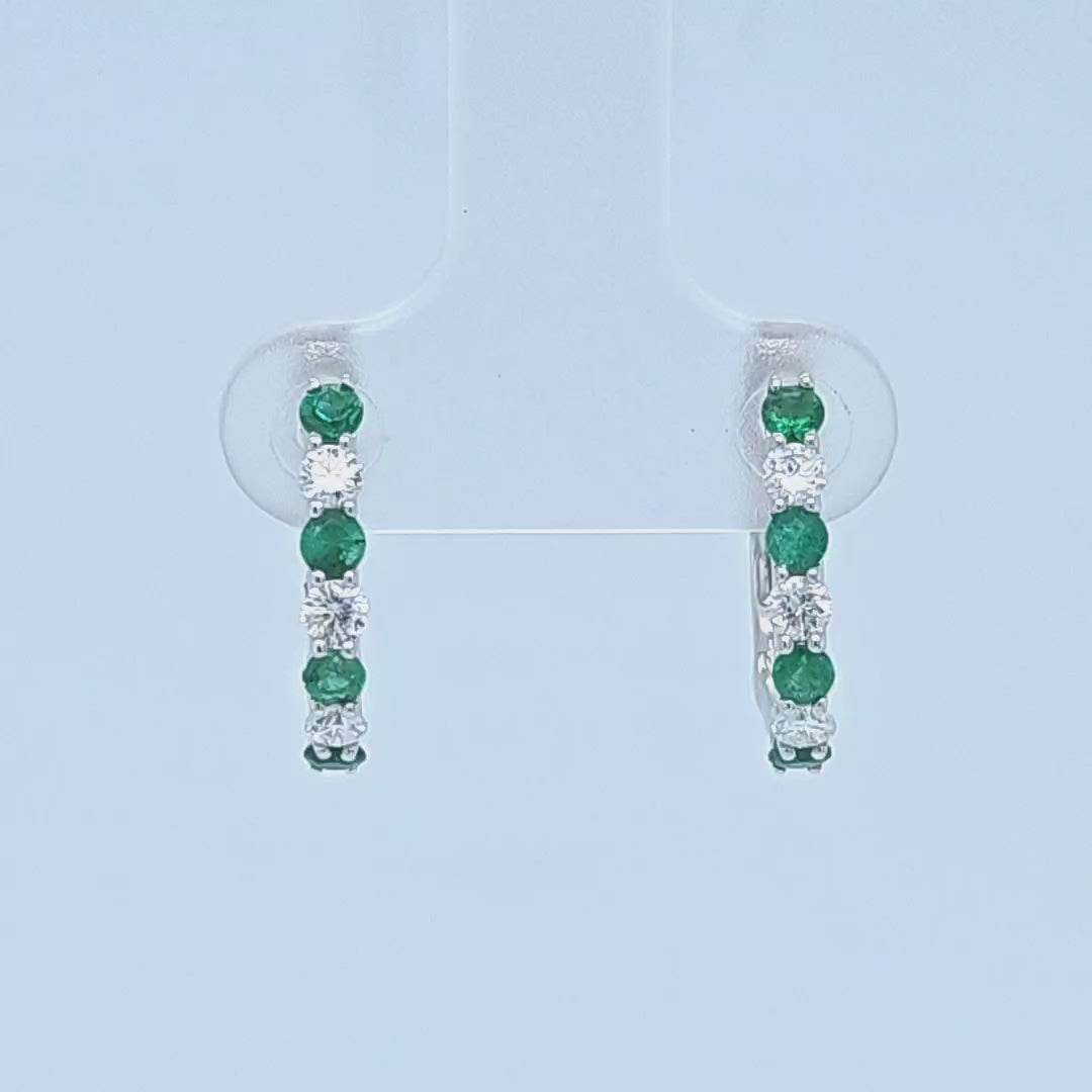 Emerald and Diamond Hoop Earrings