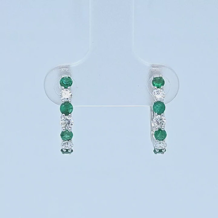 Emerald and Diamond Hoop Earrings