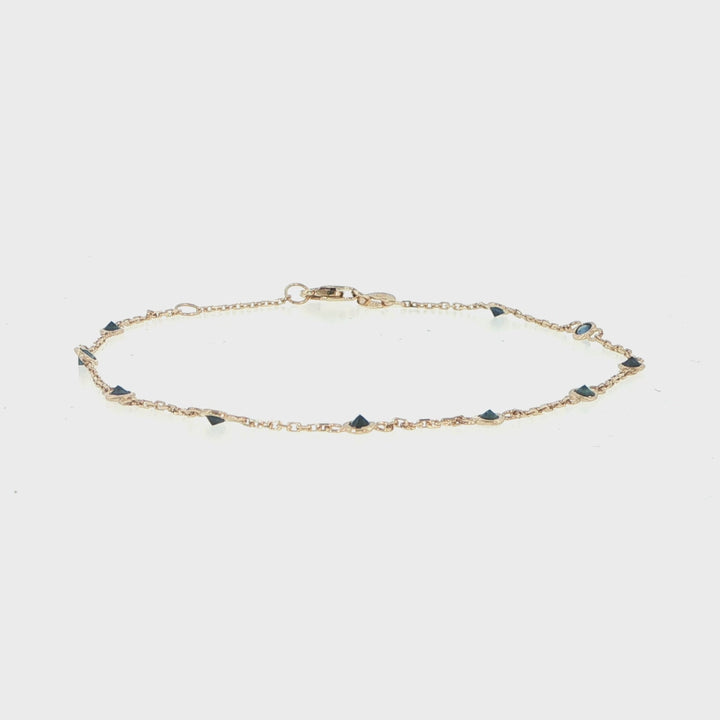 14K Yellow Gold Sapphire Station Bracelet