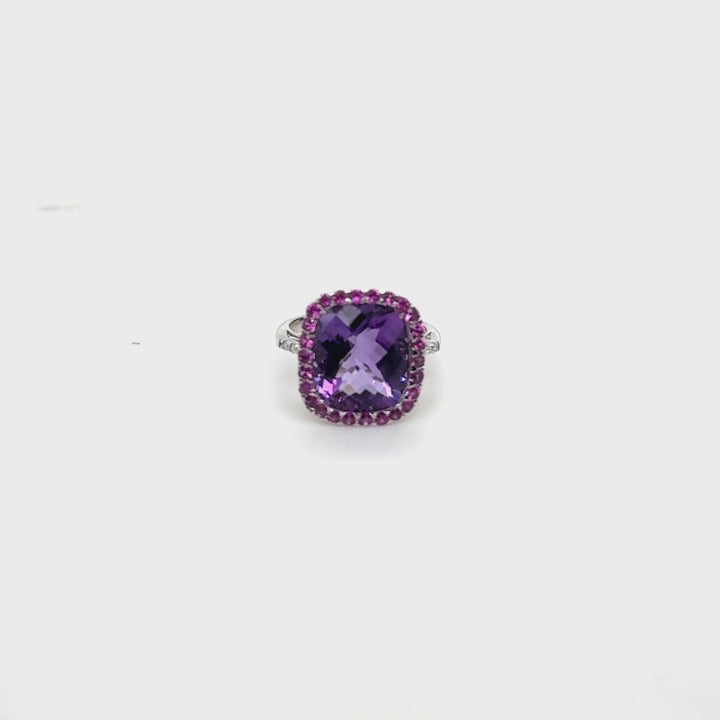 14K White Gold Amethyst Cocktail Ring