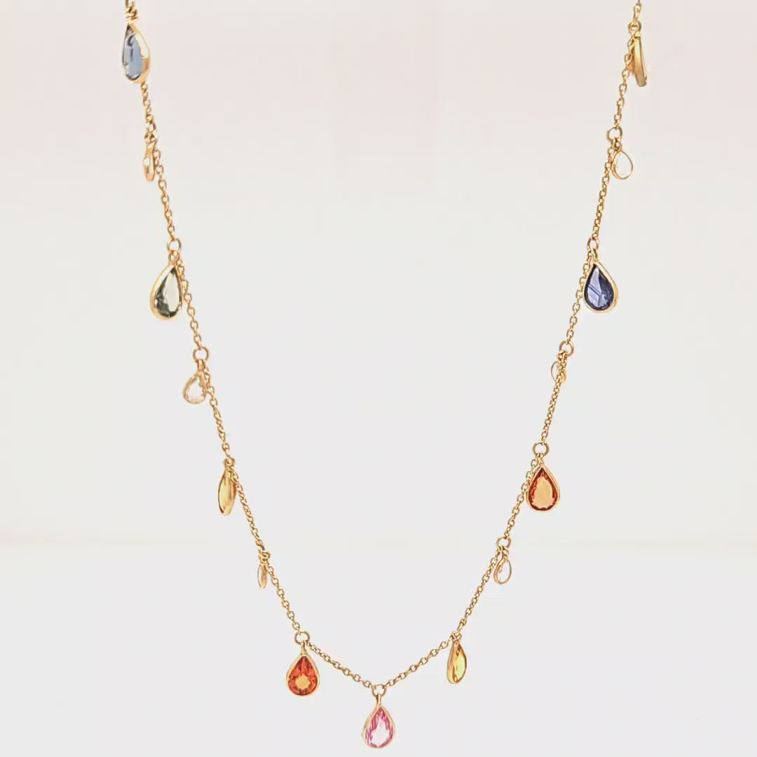 Multi Color Sapphire & Diamond Necklace