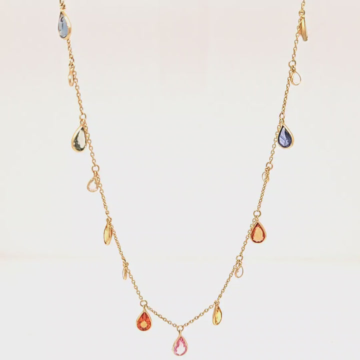 Multi Color Sapphire & Diamond Necklace