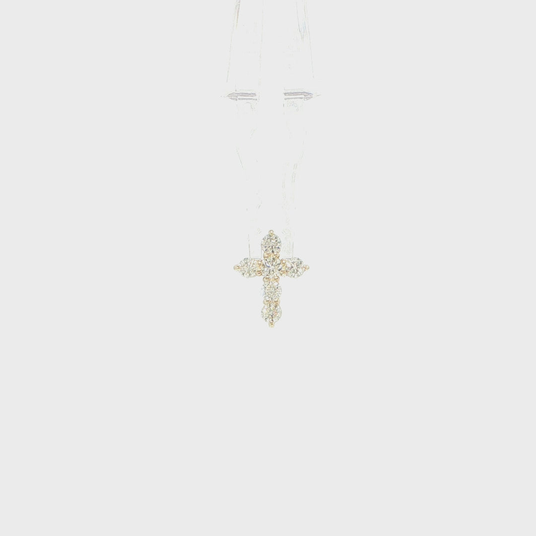 14K Yellow Gold Diamond Cross Pendant