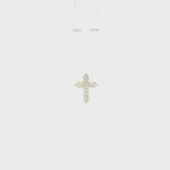 14K Yellow Gold Diamond Cross Pendant