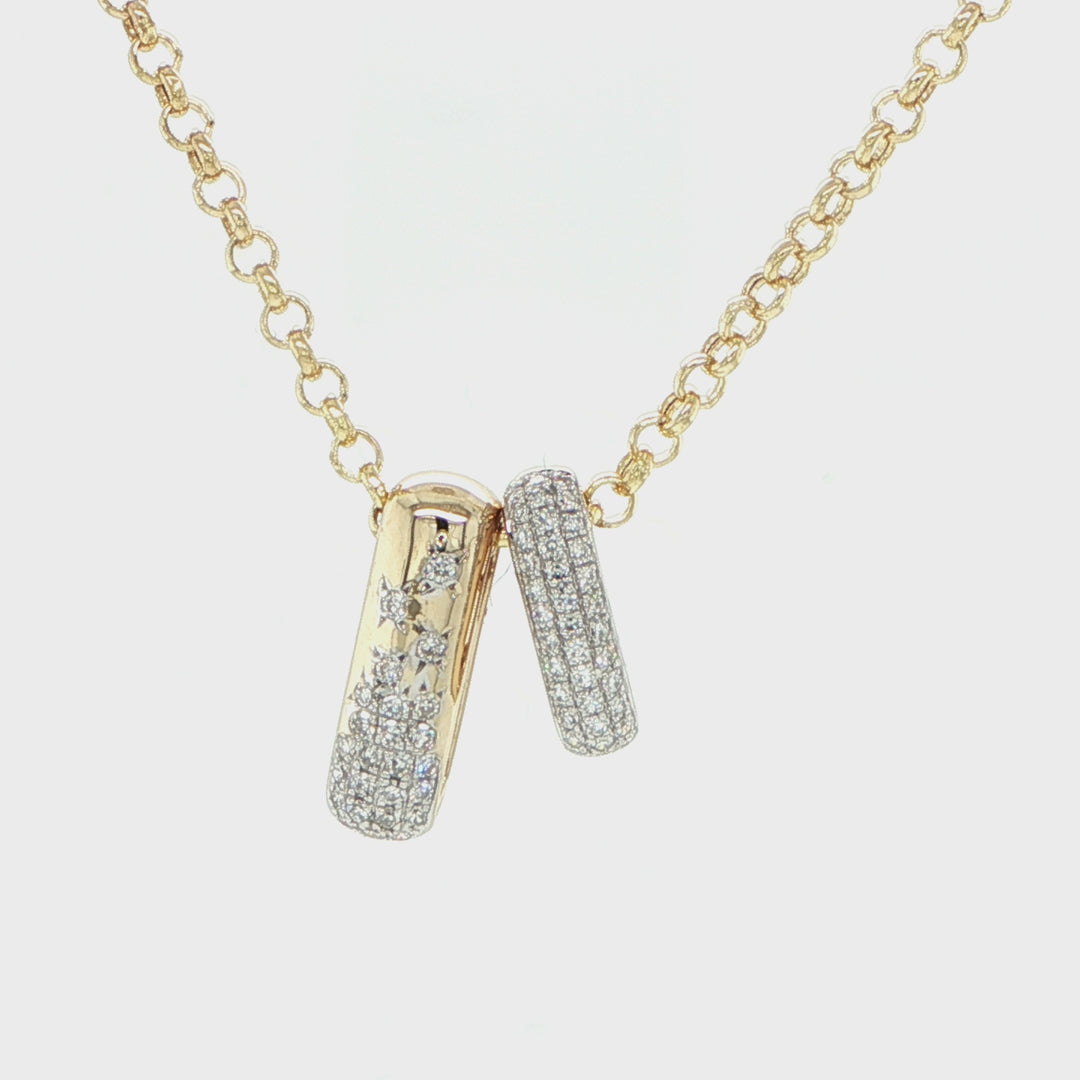 14K Yellow Gold Sliding Diamond Bar Necklace