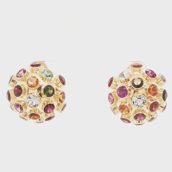 18K Yellow Gold Sputnik Multi-Gemstone Earrings