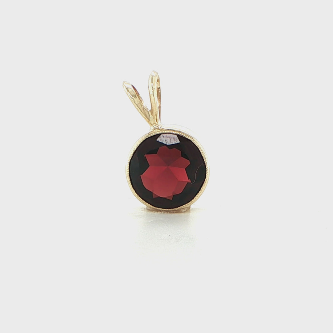 14K Yellow Gold Bezel-Set Garnet Pendant
