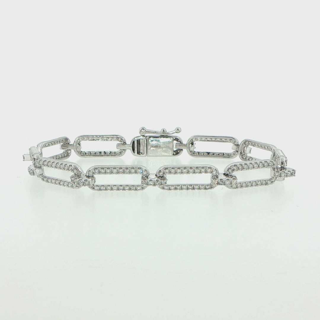 14K White Gold Diamond Twisted Link Bracelet