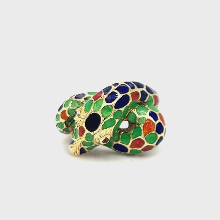 Colorful Enamel Snake Ring