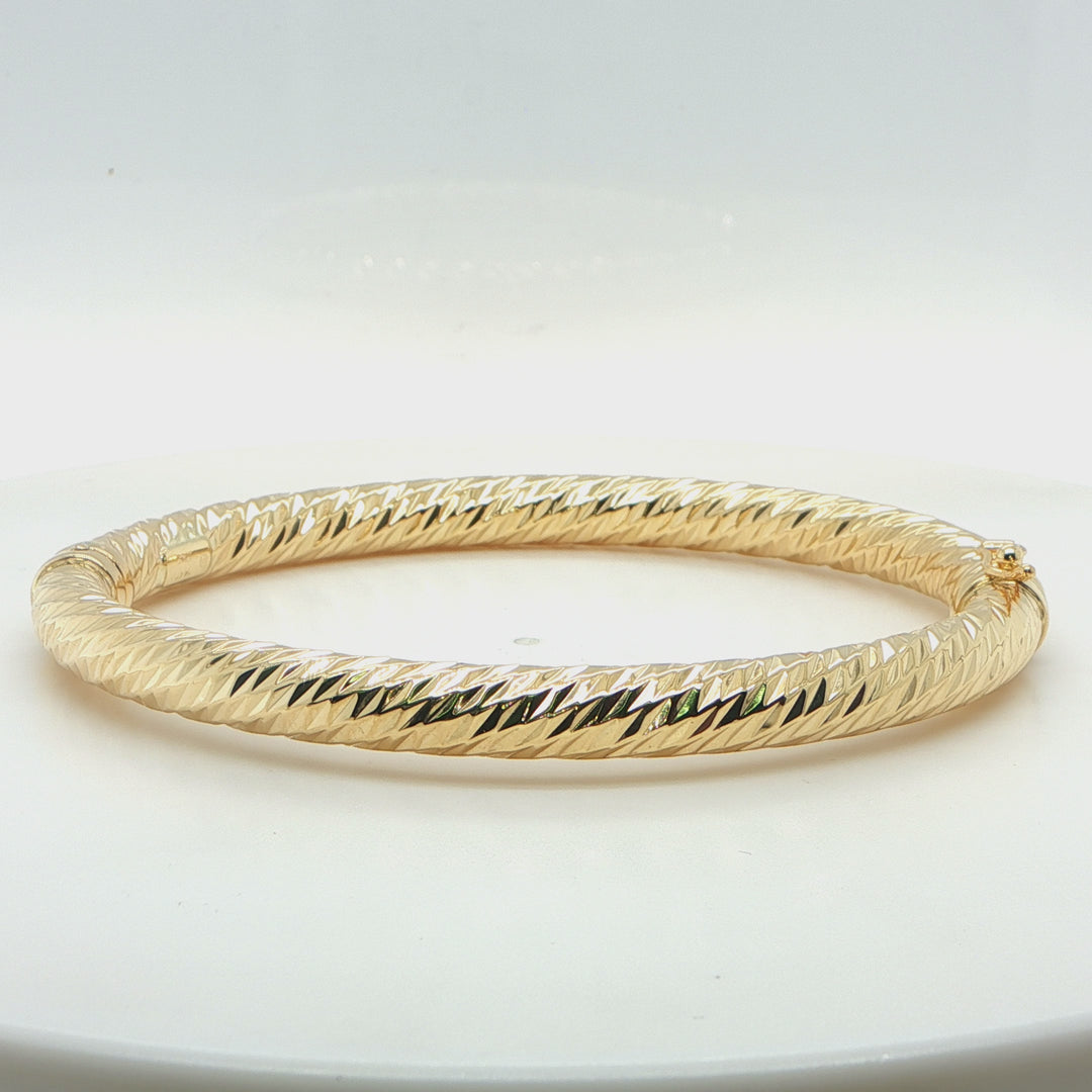 14K Yellow Gold Twisted Bangle Bracelet 6mm