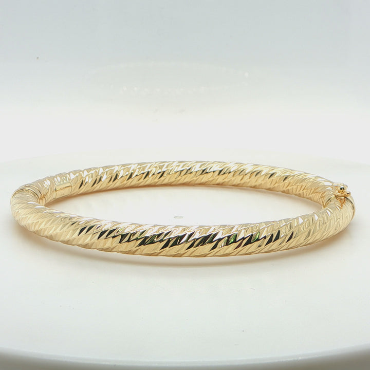 14K Yellow Gold Twisted Bangle Bracelet 6mm