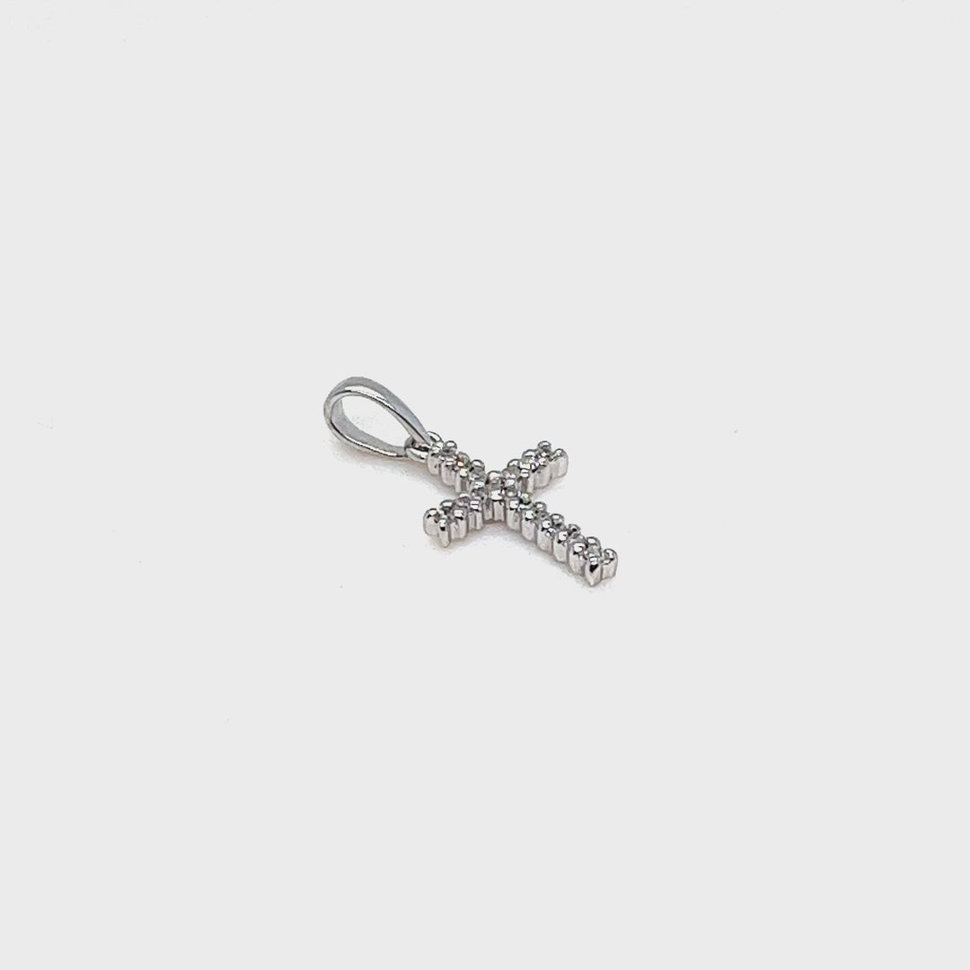 14K White Gold Diamond Cross Pendant