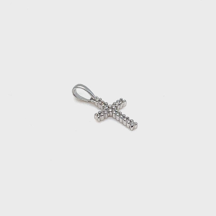 14K White Gold Diamond Cross Pendant